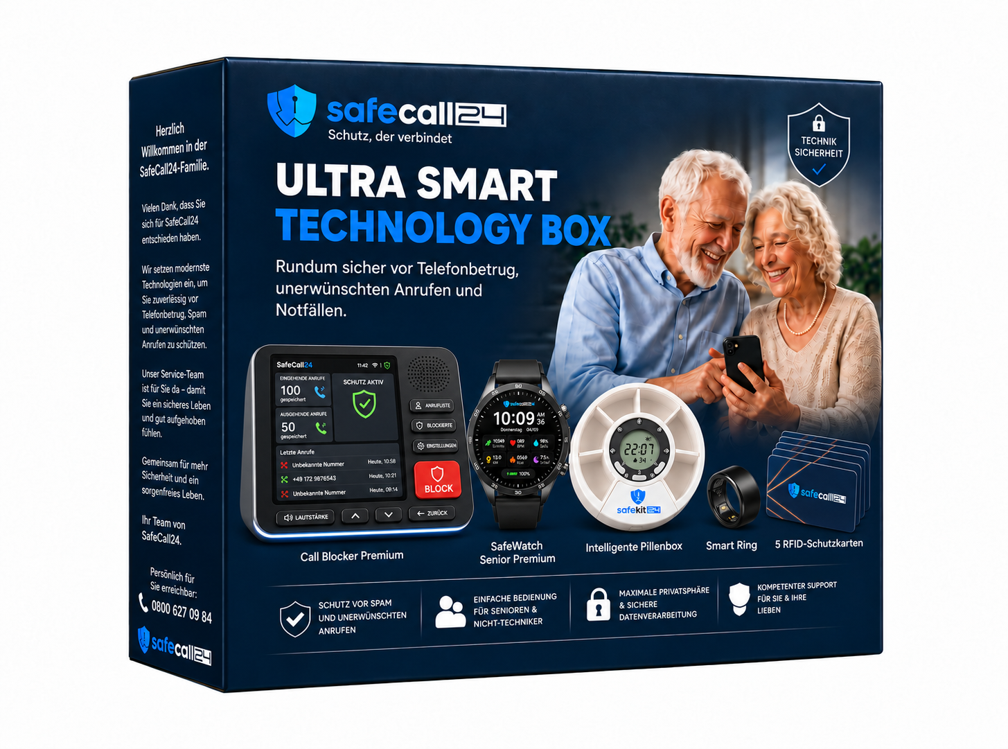Geschlossene Ultra Smart Technology Box von SafeCall24 in Dreiviertelansicht