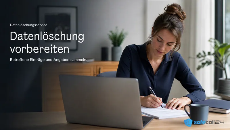 Datenlöschungsservice: Datenlöschung vorbereiten. Betroffene Einträge und Angaben sammeln.