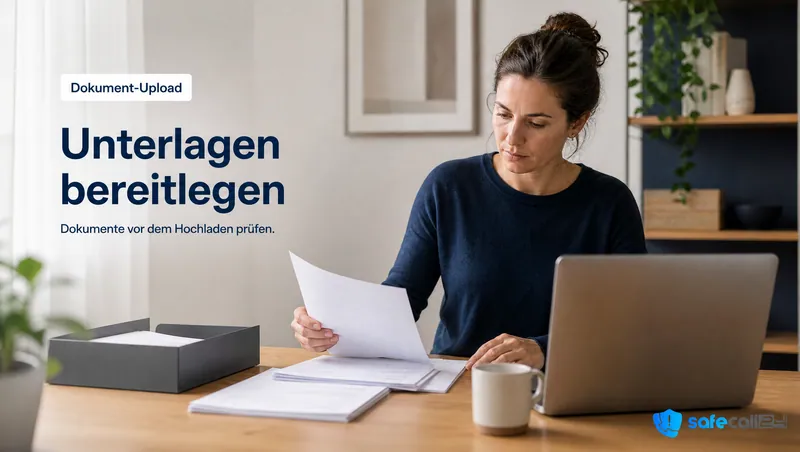 Dokument-Upload: Unterlagen bereitlegen. Dokumente vor dem Hochladen prüfen.