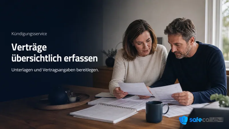 Kündigungsservice: Verträge übersichtlich erfassen. Unterlagen und Vertragsangaben bereitlegen.