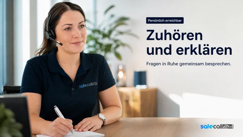 SafeCall24: Zuhören und erklären. Fragen in Ruhe gemeinsam besprechen.